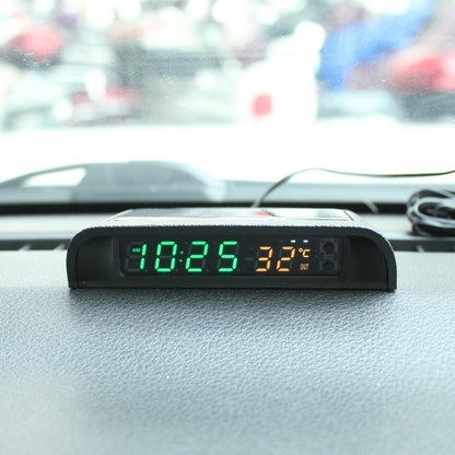 Solar Car Digital Clock With Temperature Display