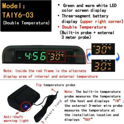 Solar Car Digital Clock With Temperature Display