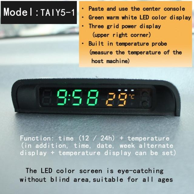 Solar Car Digital Clock With Temperature Display