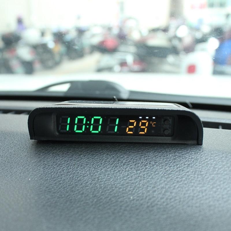 Solar Car Digital Clock With Temperature Display