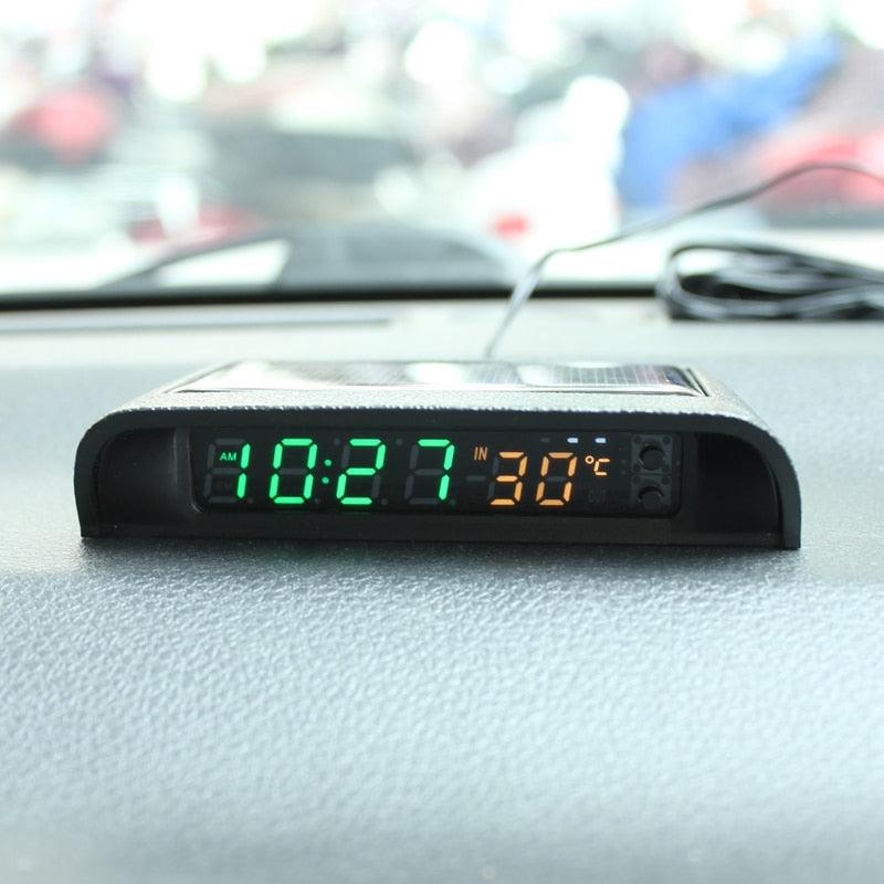 Solar Car Digital Clock With Temperature Display