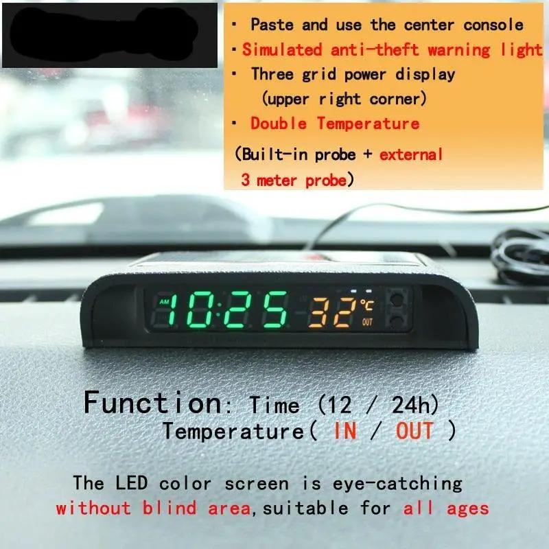 Solar Car Digital Clock With Temperature Display