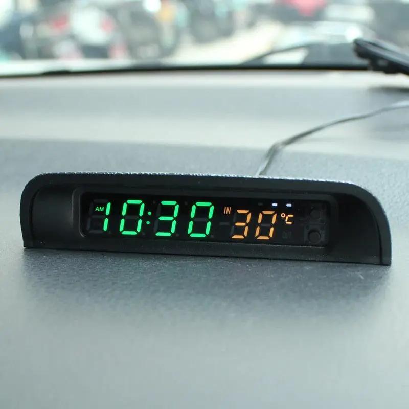 Solar Car Digital Clock With Temperature Display