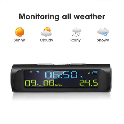 Stevvex Solar Car Digital Clock with LCD time/date and in-car temp display, black on Tampa Home & Garden Store