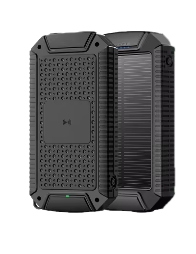 River Country Gear wireless solar power bank, two black units on Tampa Home & Garden Store