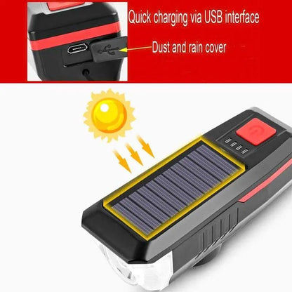 Solar Rechargeable Bike Front Light and Bell