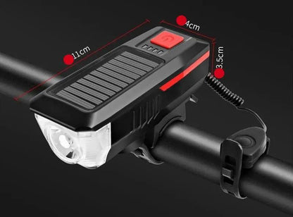 Solar Rechargeable Bike Front Light and Bell