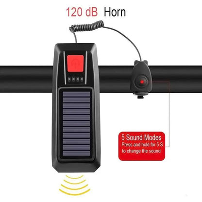 Solar Rechargeable Bike Front Light and Bell
