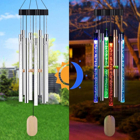 Solar Wind Chimes with Color LED Light for Garden