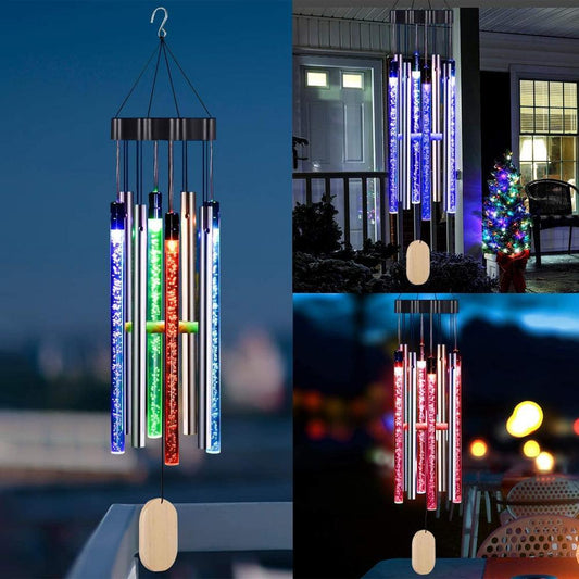Solar Wind Chimes with Color LED Light for Garden