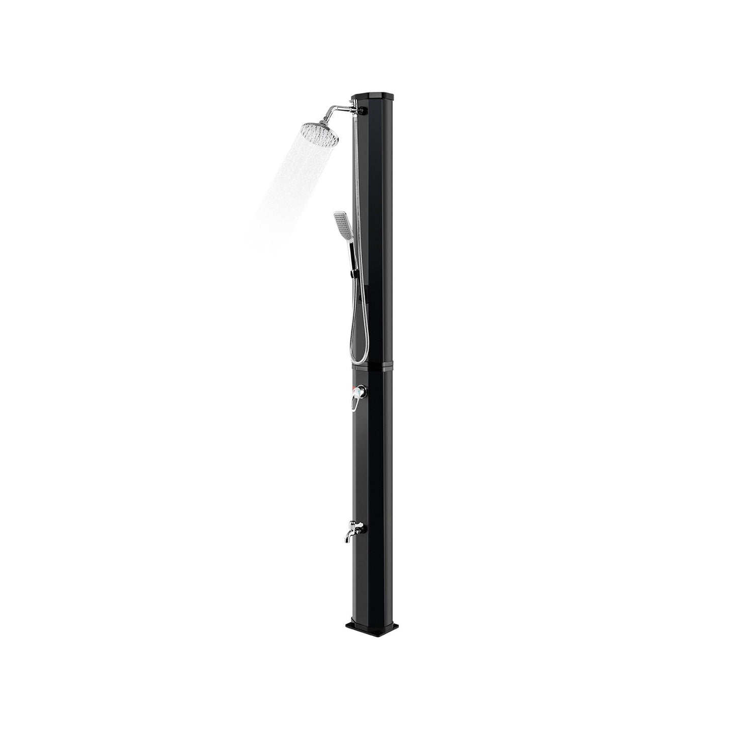 7.2 ft solar heated outdoor shower column by GemGear handheld spray head, black metal, 9.3 gal on Tampa Home & Garden Store