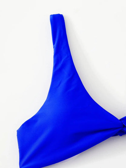 Solid Tie Bikini Padded Bra High Leg Set