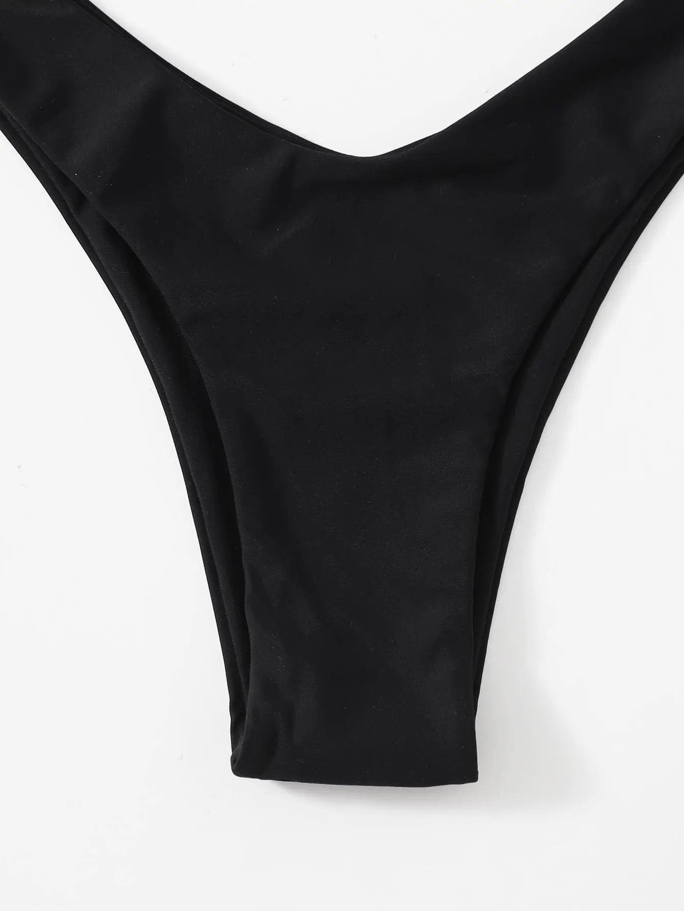 Solid Tie Bikini Padded Bra High Leg Set