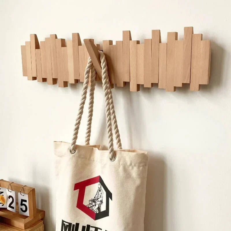 Wood Piano Wall Coat Rack Moktan Sabai natural finish wall-mounted slat design on Tampa Home & Garden Store
