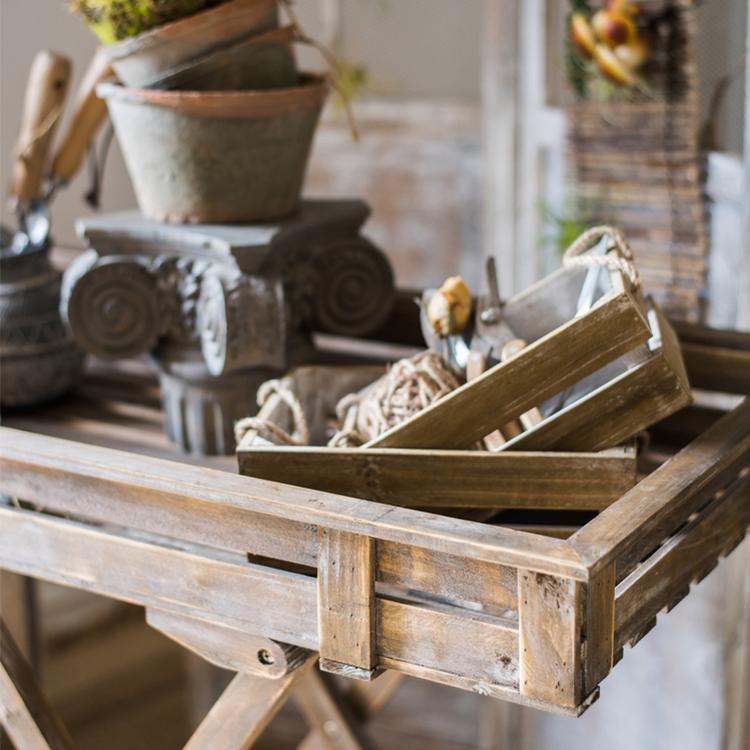 Solid Wood Crate with Rope Handles in weathered brown by RusticReach on Tampa Home & Garden Store