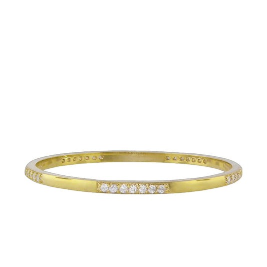 Solitaire Stackable Bangle by Lauren G Adams, yellow gold tone with pavé diamonds on Tampa Home & Garden Store
