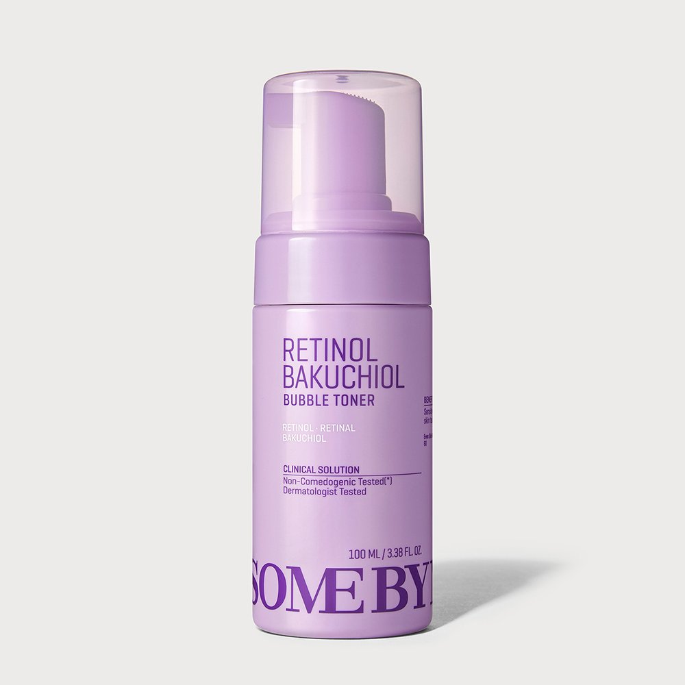Retinol Bakuchiol Bubble Toner bottle, lavender purple, 100 ml, SOME BY MI on Tampa Home & Garden Store