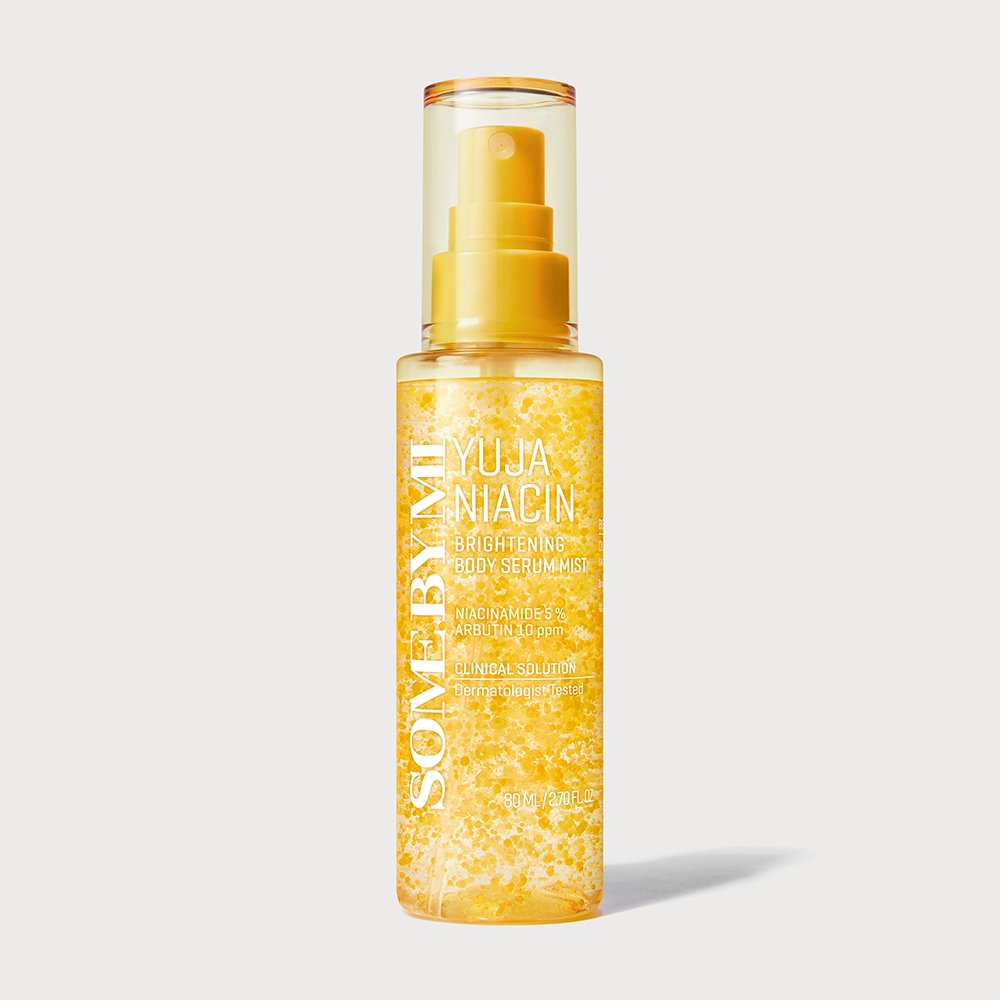 SOME BY MI Yuja Niacin Brightening Body Serum Mist spray bottle with yellow liquid on Tampa Home & Garden Store