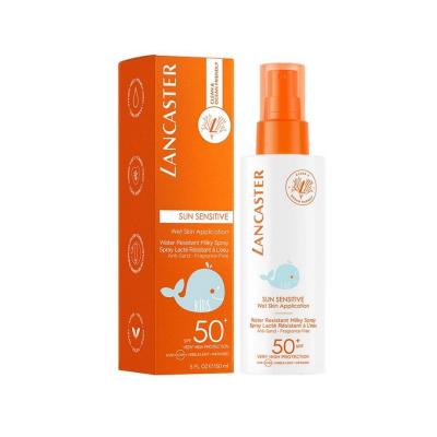Lancaster Sun Sensitive Milky Spray SPF50 kids sunscreen 2-item set: orange box and white bottle on Tampa Home & Garden Store