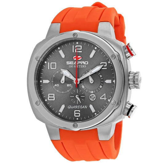 Seapro Guardian men's watch with stainless steel case and orange silicone strap on Tampa Home & Garden Store
