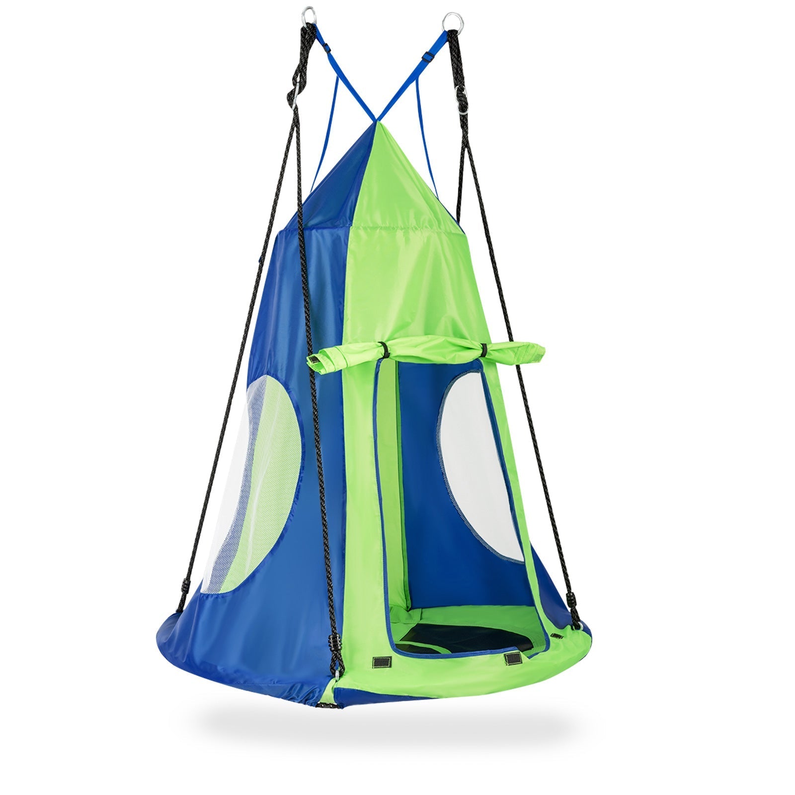 GemGear 2-in-1 40 Inch Kids Hanging Chair Swing Tent blue and lime green detachable on Tampa Home & Garden Store