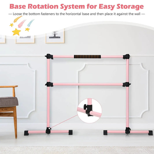 4 Feet Portable Ballet Barre DirectDeals pink freestanding frame with adjustable height for home use on Tampa Home & Garden Store