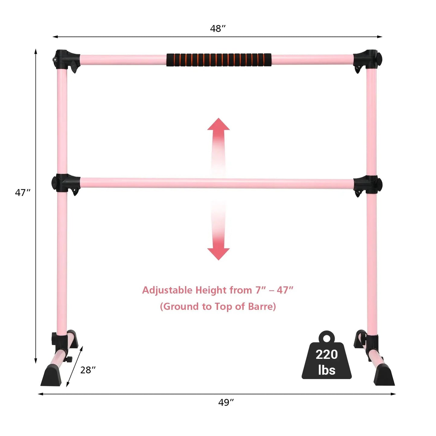 4 Feet Ballet Barre with Adjustable Height