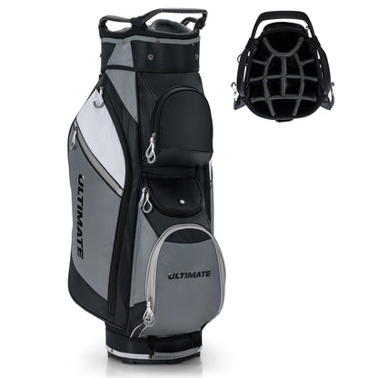 DirectDeals 14-Way Golf Cart Stand Bag gray/black with waterproof rain hood and multiple pockets on Tampa Home & Garden Store