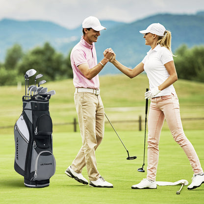 14-Way Golf Cart Stand Bag in gray/black with waterproof rain hood by Ultimate on Tampa Home & Garden Store