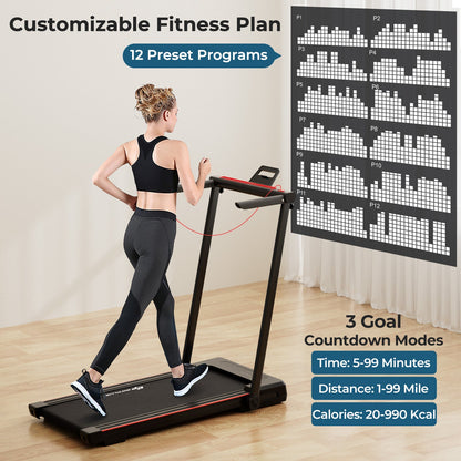 3-in-1 Folding Treadmill with Large Desk and LCD Display