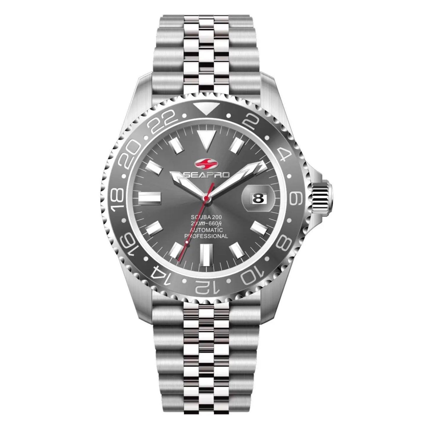 Seapro Grand Meridian men's watch; stainless steel bracelet, gray dial, date window at 3 on Tampa Home & Garden Store