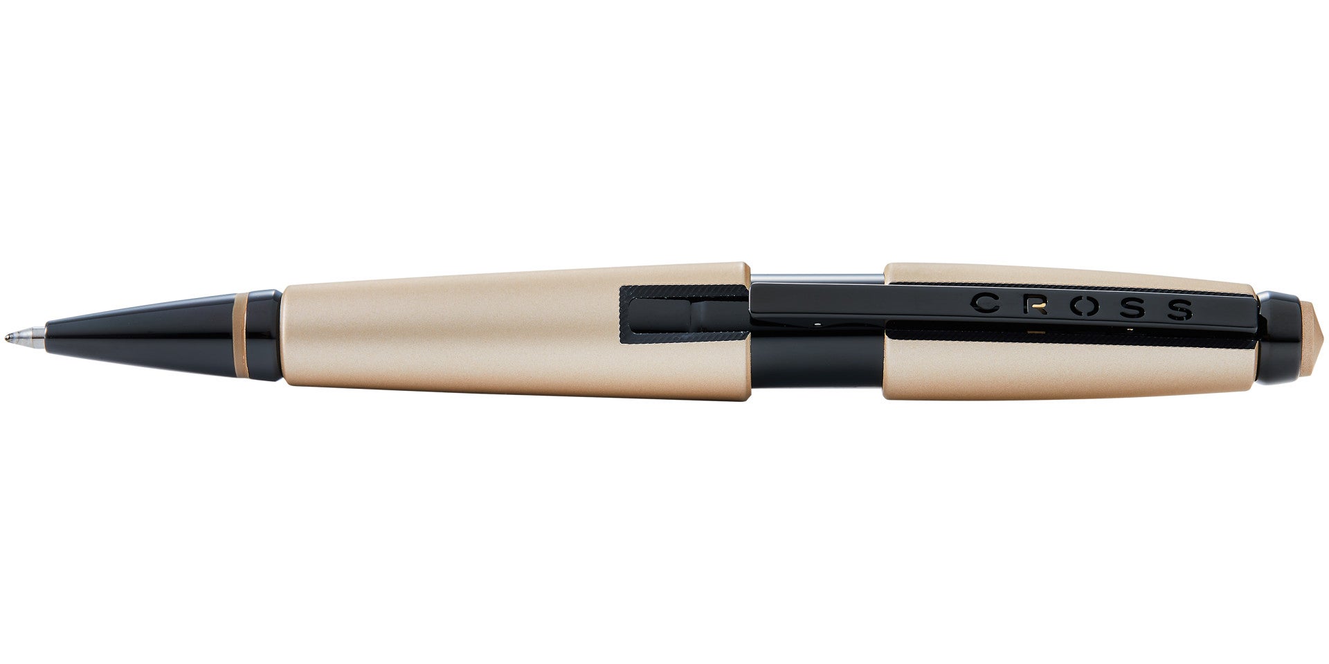 Edge Matte Hazelnut Lacquer Gel Rollerball Pen by A.T. Cross with tan body and black clip on Tampa Home & Garden Store