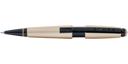 Edge Matte Hazelnut Lacquer Gel Rollerball Pen by A.T. Cross with tan body and black clip on Tampa Home & Garden Store