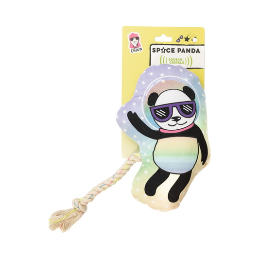 Space Panda Plush Dog Toy – with Squeaker & Crinkle Paper for Fun Play - Tampa Home & Garden Store