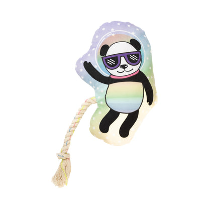Peluche de panda espacial para perro: con chirriador y papel arrugado para un juego divertido