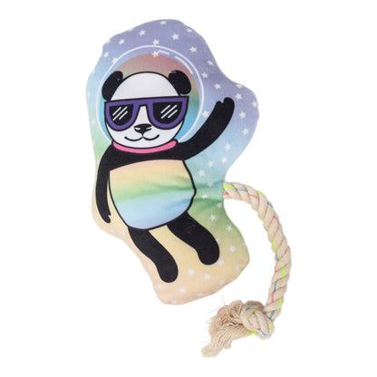 Peluche de panda espacial para perro: con chirriador y papel arrugado para un juego divertido