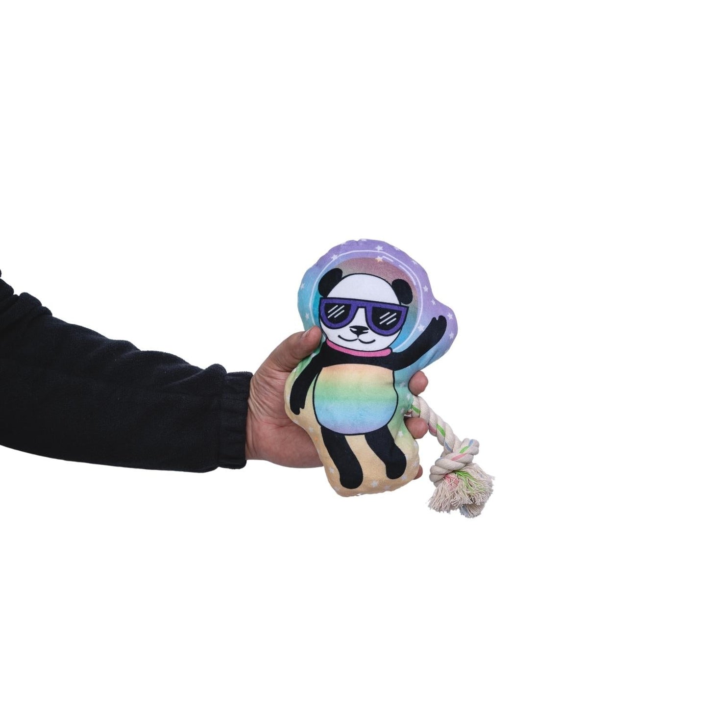 Peluche de panda espacial para perro: con chirriador y papel arrugado para un juego divertido