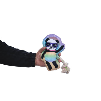 Peluche de panda espacial para perro: con chirriador y papel arrugado para un juego divertido