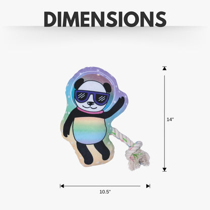 Peluche de panda espacial para perro: con chirriador y papel arrugado para un juego divertido