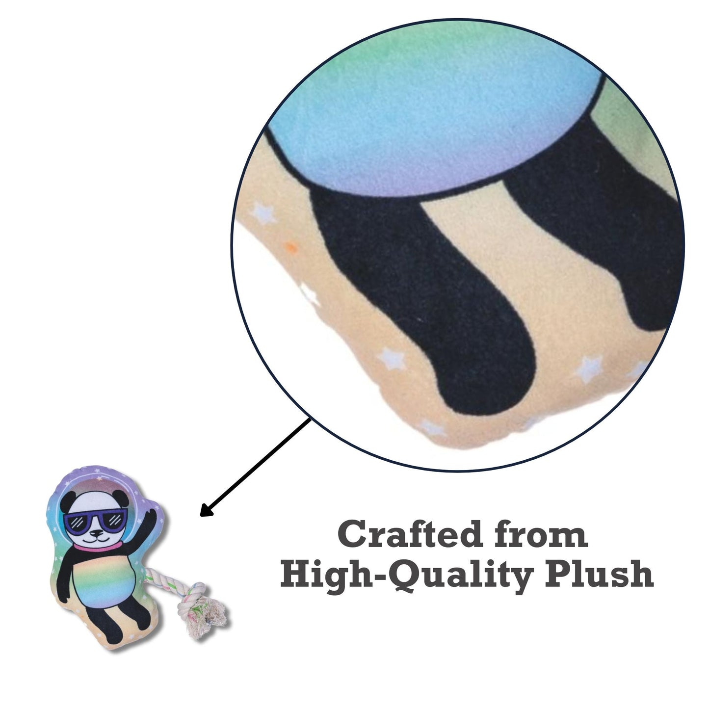 Peluche de panda espacial para perro: con chirriador y papel arrugado para un juego divertido
