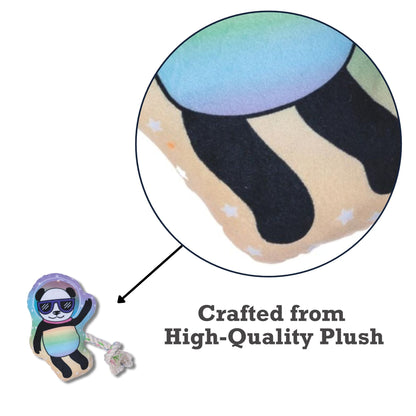 Peluche de panda espacial para perro: con chirriador y papel arrugado para un juego divertido
