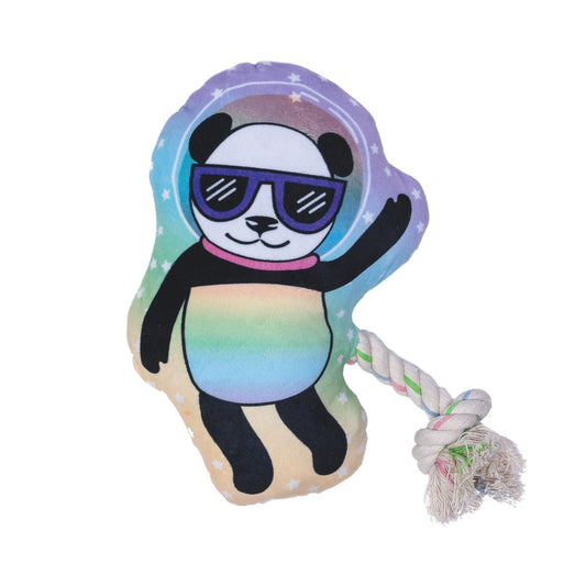 Space Panda Plush Dog Toy – with Squeaker & Crinkle Paper for Fun Play - Tampa Home & Garden Store