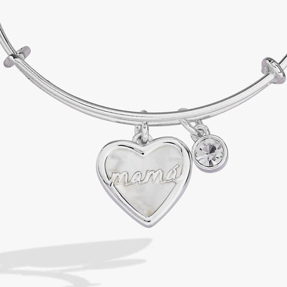 Mamá Mother of Pearl Heart Charm Bangle with crystal accents, Alex and Ani bracelet on Tampa Home & Garden Store