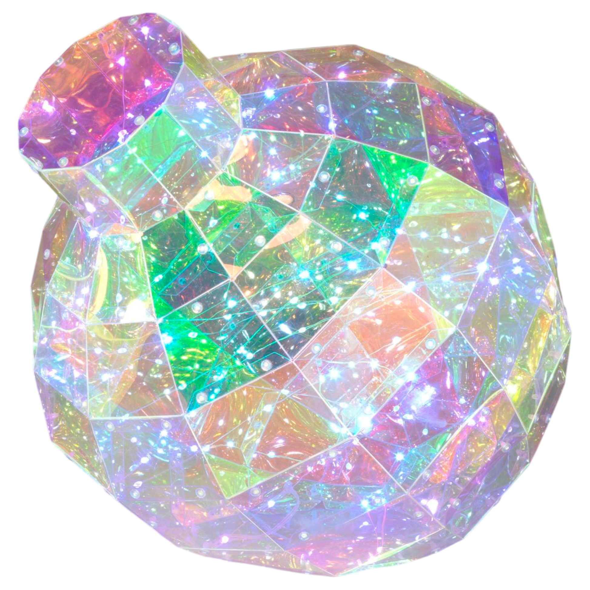 9in holographic LED ornament sphere with iridescent panels The Country Christmas Loft on Tampa Home & Garden Store