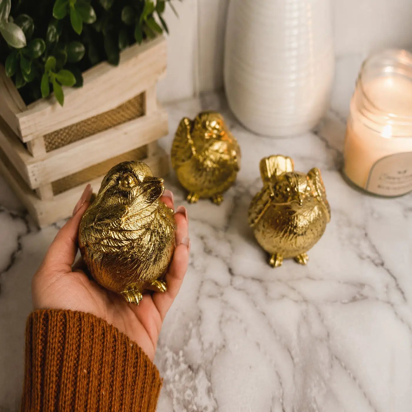 Wise Birds Gold Trio See No Evil Advice Figurines