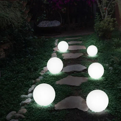 Modern PE Globe Outdoor Garden Light | Rechargeable 16 Color LED Outdoor Lamp