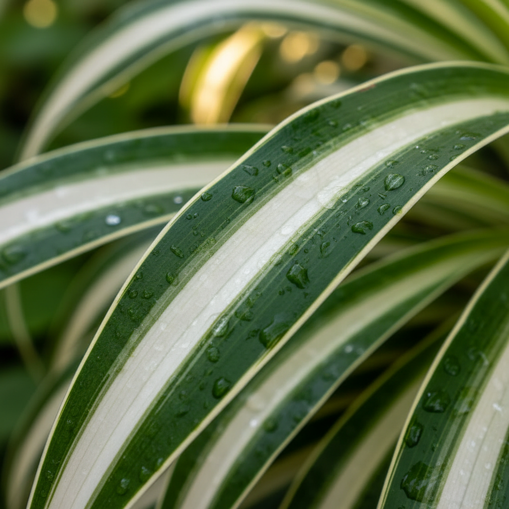 Reverse Spider Plant green and cream variegated leaves in a pot by Rooted Treasures Farms on Tampa Home & Garden Store