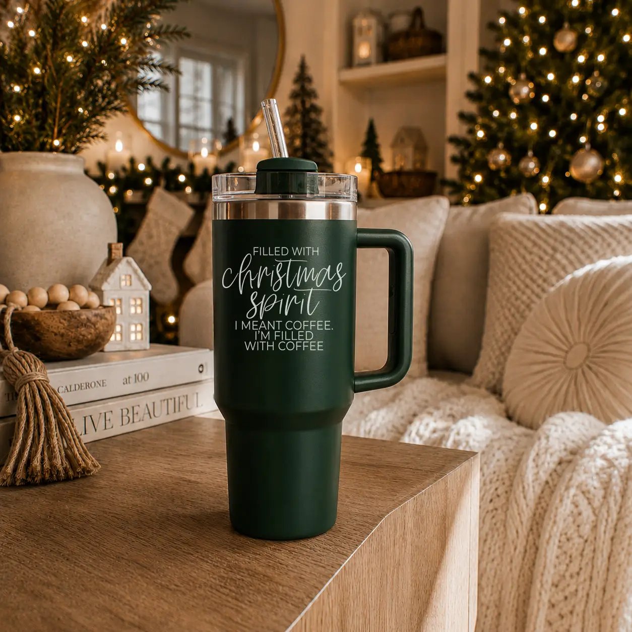 Christmas Spirit 40oz Coffee Mug with Handle