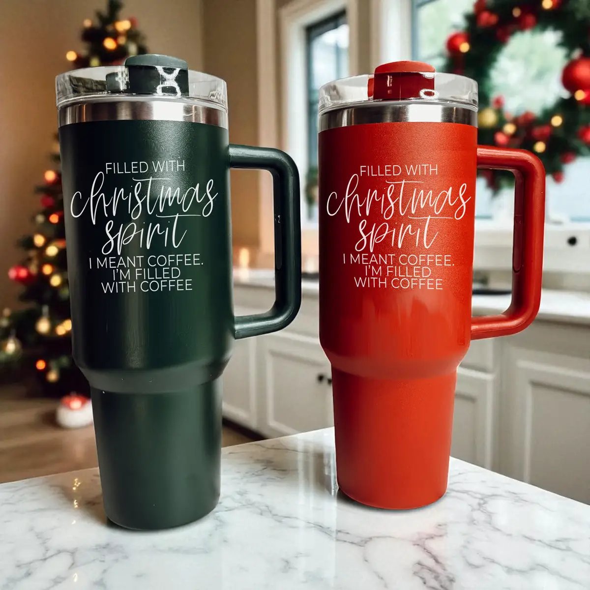 Christmas Spirit 40oz Coffee Mug with Handle