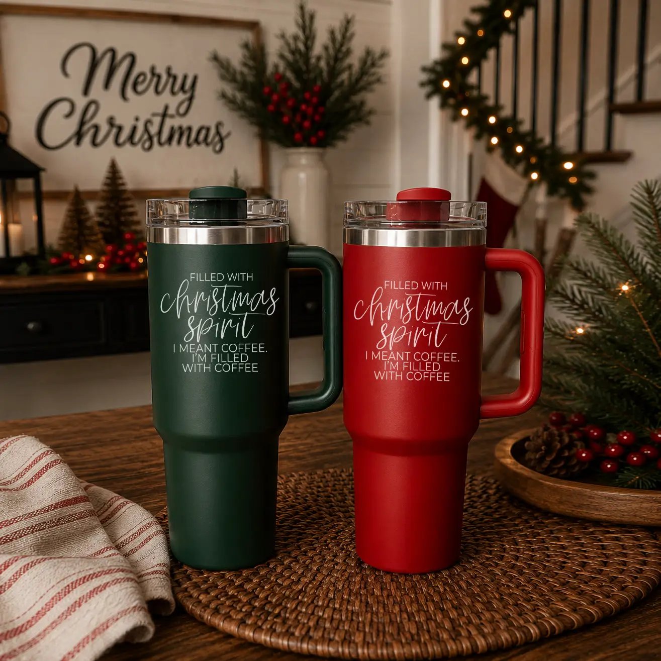 Christmas Spirit 40oz Coffee Mug with Handle